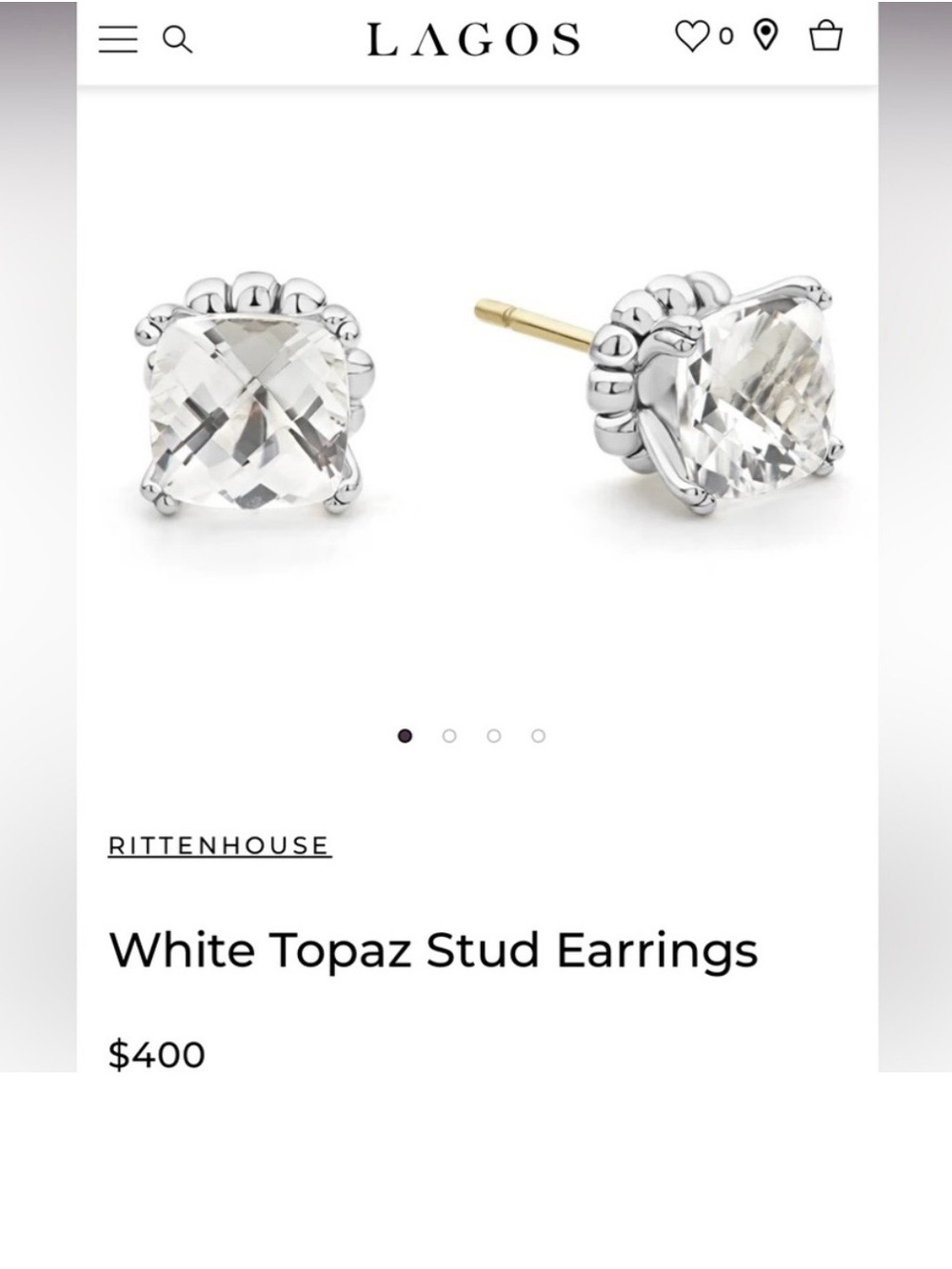 LAGOS White Topaz Cushion Halo Stud Earrings